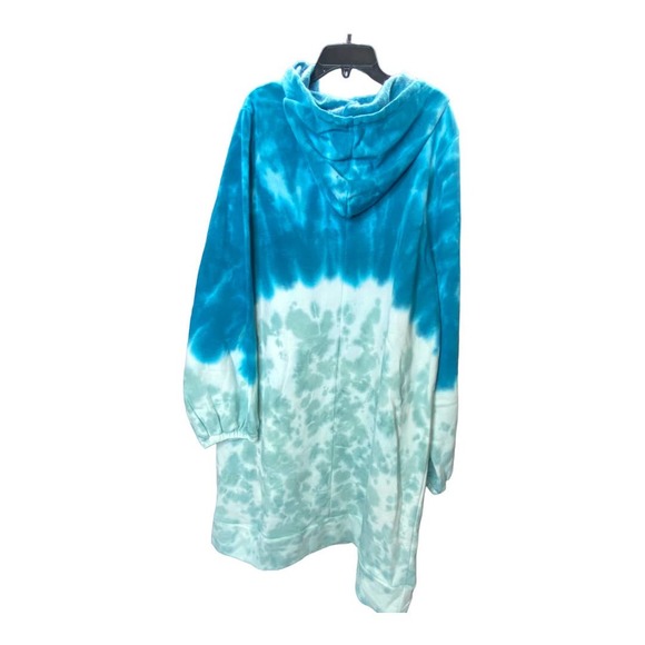 NWT Livi Active Lane Bryant Hoodie Dress 18/20 Blue Tie Dye Pullover Sweatshirt - Picture 2 of 5